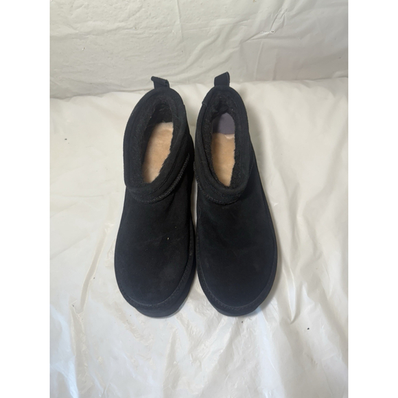 Bearpaw Retro Super Shorty Platform Boots Black Suede Size 10 M - Picture 1 of 14